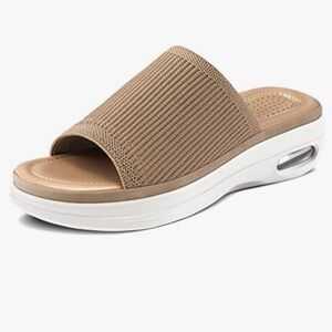 MYSOFT size 8.5 Slip On Tan Wedge Lightweight  Sandals